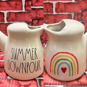 Rae Dunn SUMMER DOWNPOUR cream ceramic watering can